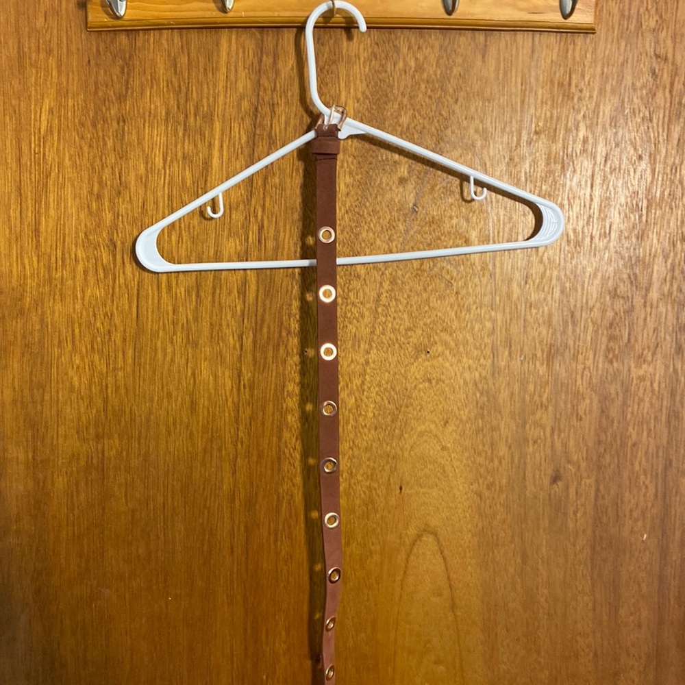 Thin Brown Suede Belt w/ Rose Gold Rings- Aeropostale Size M